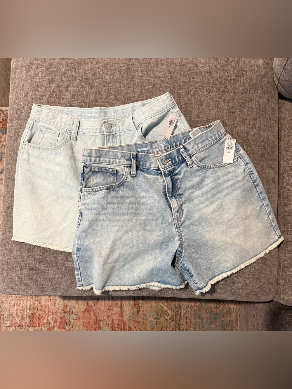 Set of 2 Old Navy Light Blue Denim Shorts High-Rise Frayed NWT Girls Plus 20